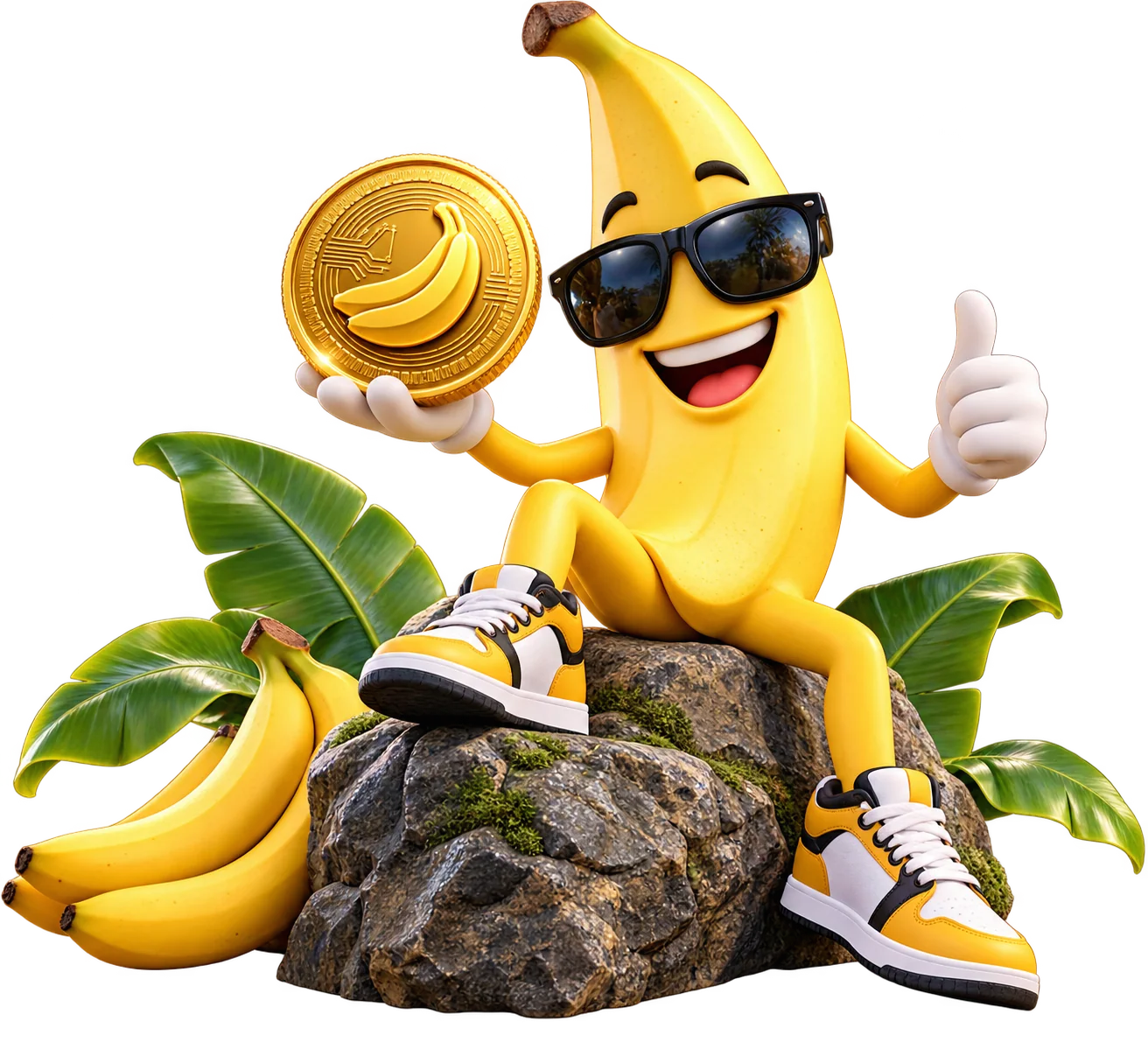 King Potassium mascot holding a coin